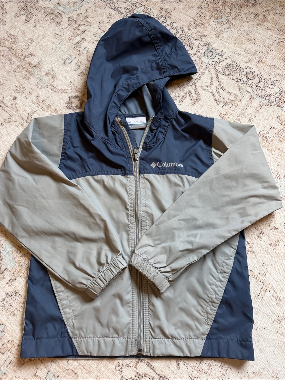 Columbia Kids Hooded Two-Tone lightweight Jacket - Navy & Gray 4/5